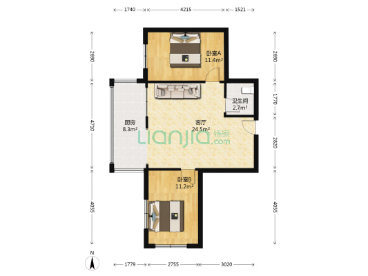 泰山家园 2室1厅1卫 74平方