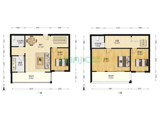 达城阳光丽景 3室1厅2卫 136平方
