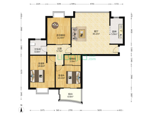 光鸿苑 3室1厅1卫 117平方