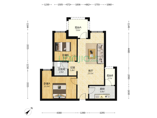 天府国际凤凰城 2室1厅1卫 74平方