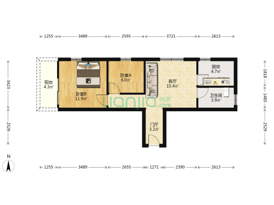 升华楼 2室1厅1卫 61平方