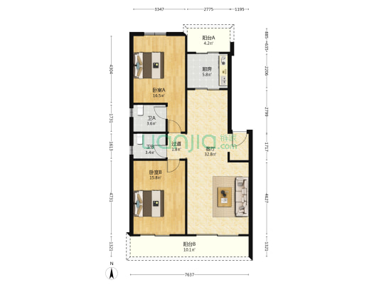 太康名苑北区 2室1厅2卫 102平方