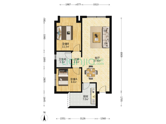 仁寿中心城一期 2室1厅1卫 71平方