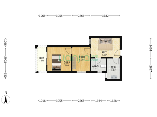 啟福城·福苑 2室1厅1卫 53平方