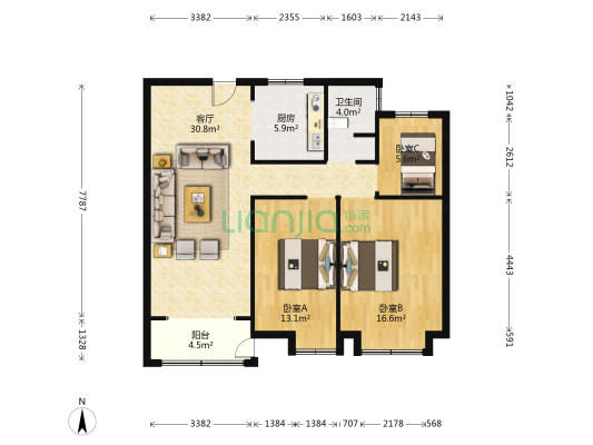新城澜樾府 3室1厅1卫 110平方