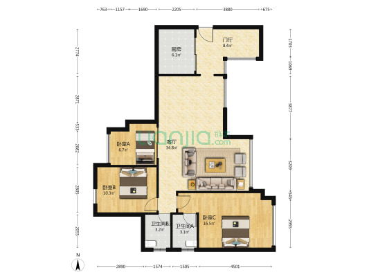 尚善·御景 3室1厅2卫 95平方