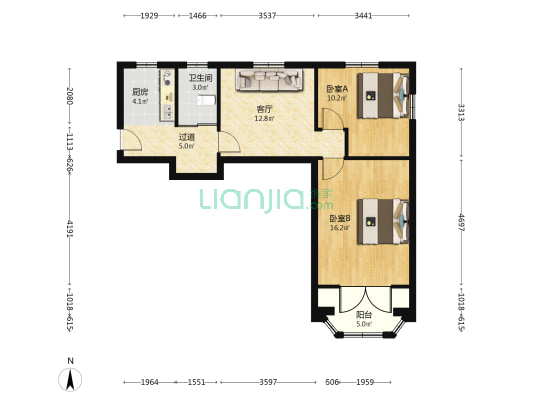 新亚公寓 2室1厅1卫 81平方
