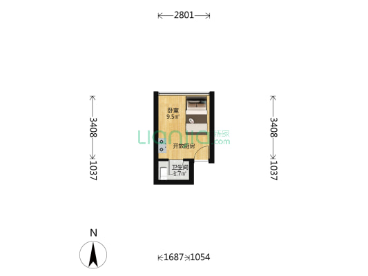 三木国际公寓 1室0厅1卫 19平方