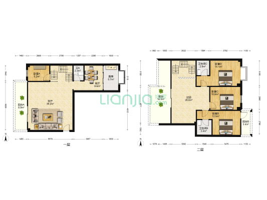 荣发新村 4室2厅3卫 169平方