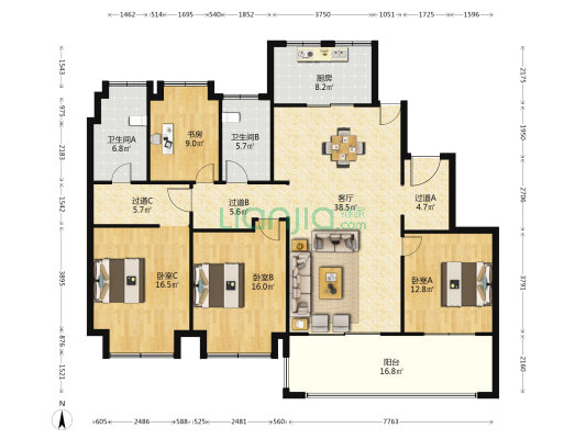 御澜湾 4室1厅2卫 159平方