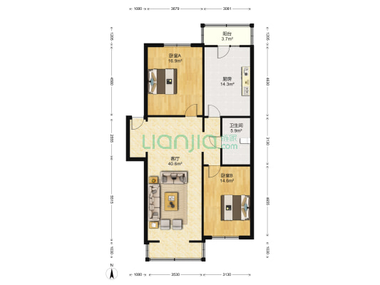 怡和苑 2室1厅1卫 121平方