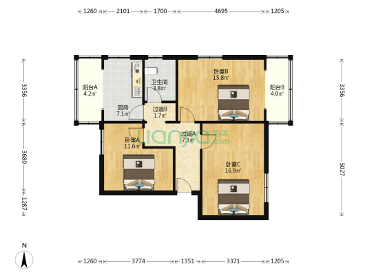 民主东街176号 3室0厅1卫 89平方