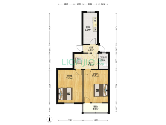 冶山路电信宿舍 2室1厅1卫 51平方