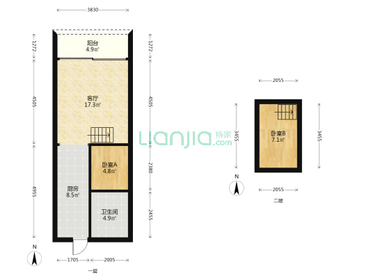 建业广场 2室1厅1卫 59平方