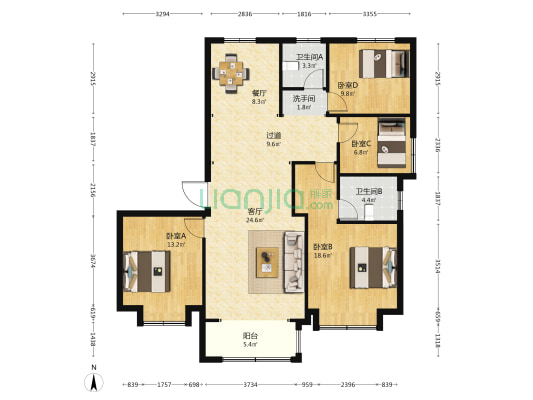 邯郸安联九都漫城 4室2厅3卫 160平方