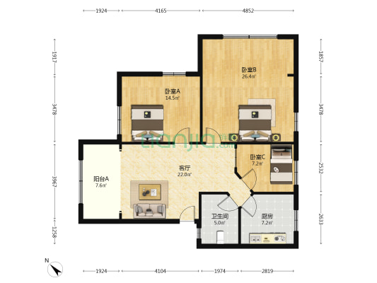 太升南路173号 3室1厅1卫 96平方