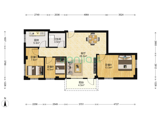 社学东路 3室1厅1卫 82平方