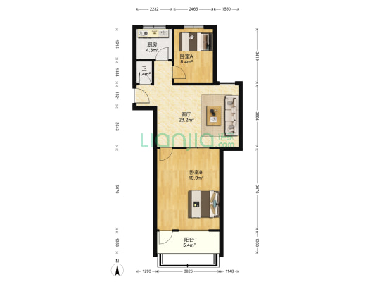 化肥厂宿舍 2室1厅1卫 76平方