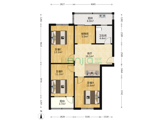郑州油漆厂家属院东院 3室1厅1卫 85平方