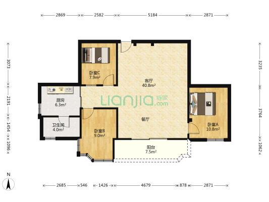清河东路 3室1厅1卫 98平方
