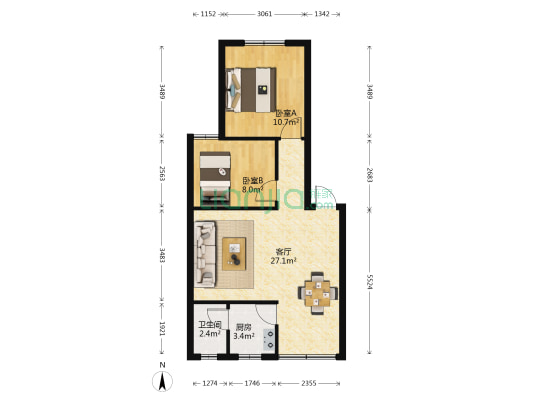 南桥苑 2室1厅1卫 67平方