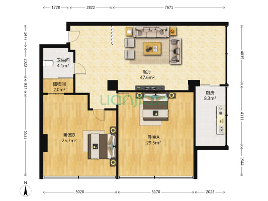 恒基大厦 2室1厅1卫 146平方