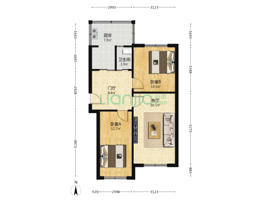 大桥小区 2室1厅1卫 70平方