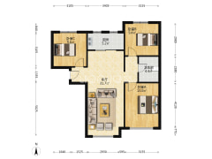 精装修 南北3居F户型 中层 东院 满二 带地下室-涿州鸿坤理想湾北区户型图