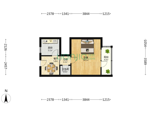 安徽路 1室1厅1卫 54平方