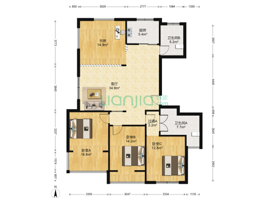 外滩梅园 4室1厅2卫 129平方