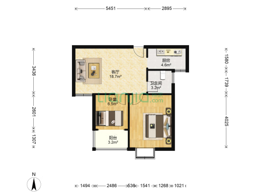 周新苑四期 1室1厅1卫 66平方