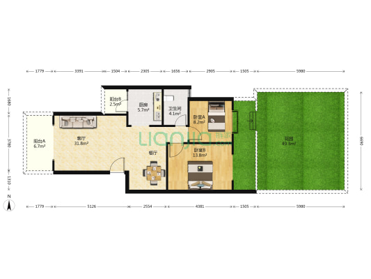 家和盛世 2室1厅1卫 88平方