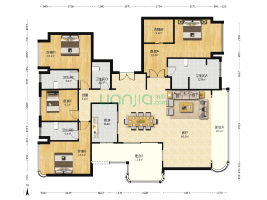 香港置地衿湖翠林云峯二期 4室1厅4卫 232平方