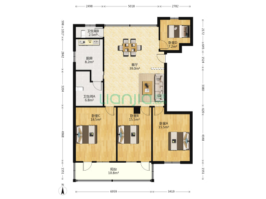 东一路 4室1厅2卫 151平方
