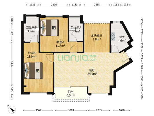 嘉宏锦城 3室1厅2卫 89平方