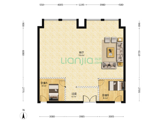 葛洲坝国际中心 2室1厅0卫 178平方