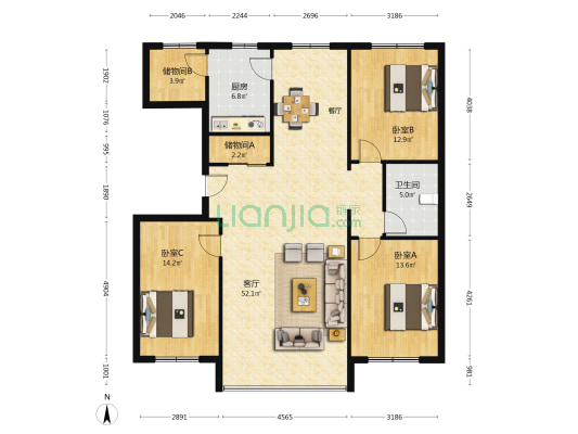 审苑小区 3室1厅1卫 147平方