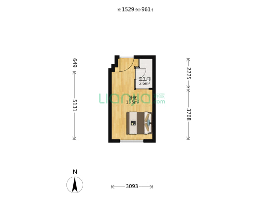 红馆 1室0厅1卫 30平方
