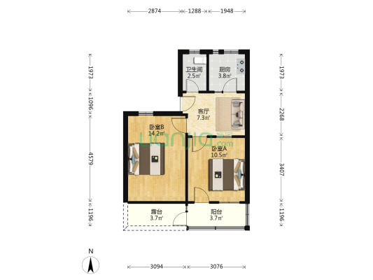 机床厂家属楼 2室1厅1卫 52平方