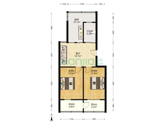 程墩路34号 2室1厅1卫 72平方