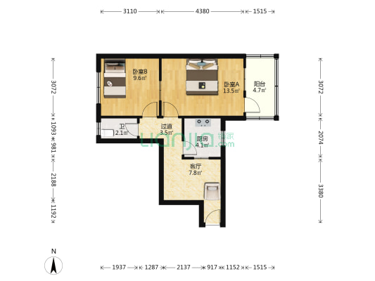 土产家属楼 2室1厅1卫 52平方