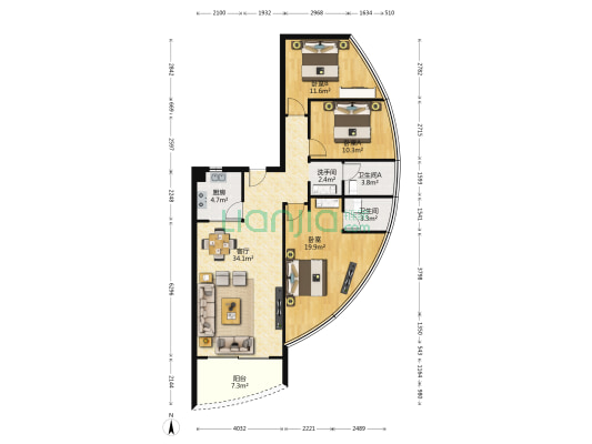 金中海蓝钻 3室1厅3卫 135平方