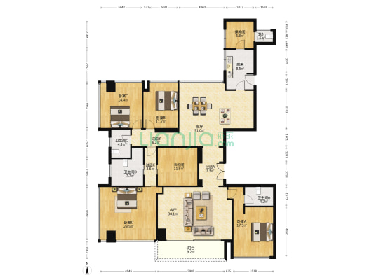 万科瑧山府 4室2厅4卫 240平方