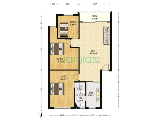 金盈楼 3室1厅2卫 106平方
