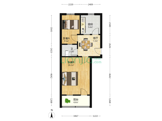 王家弄 2室1厅1卫 51平方