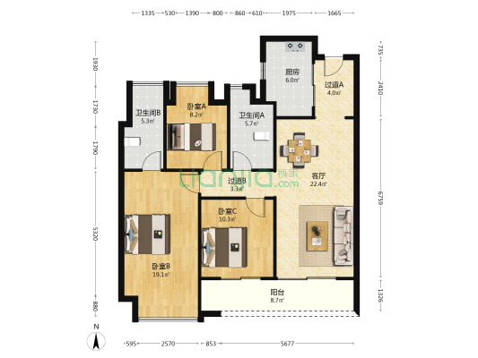 绿城·湖畔雲庐 3室1厅2卫 123平方