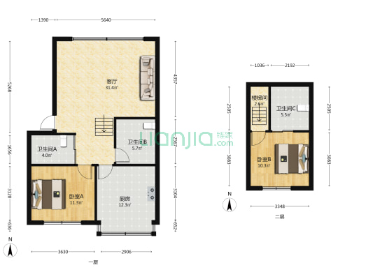 玉溪路9号 2室1厅3卫 103平方
