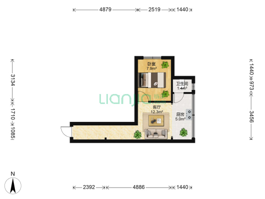 华山东路28号 1室1厅1卫 35平方