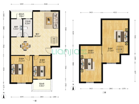 江博社区 4室1厅1卫 94平方
