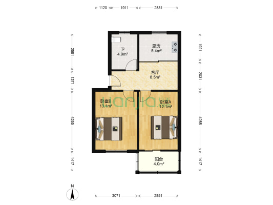 康佳花园三区 2室1厅1卫 62平方